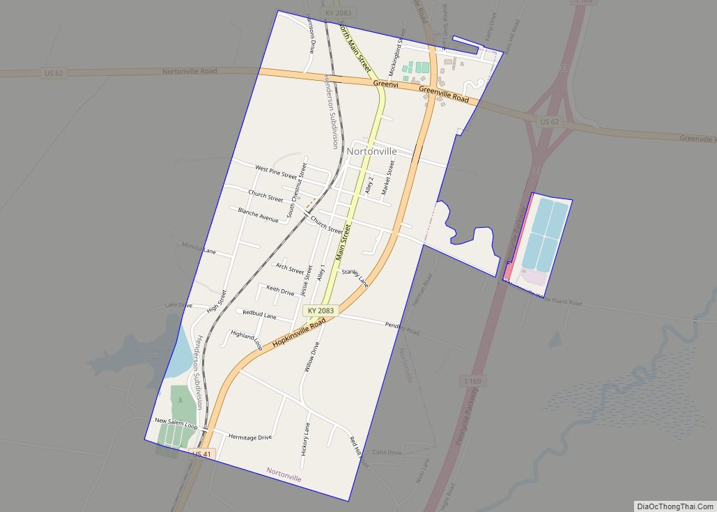 Map of Nortonville city, Kentucky