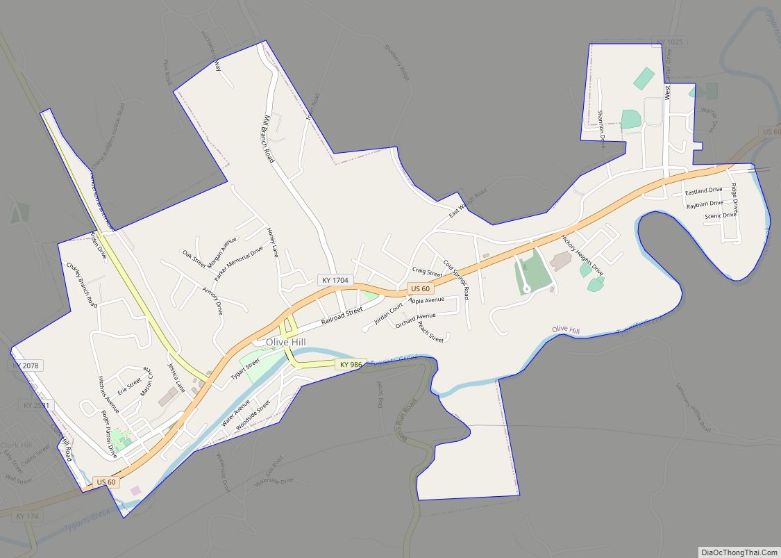 Map of Olive Hill city