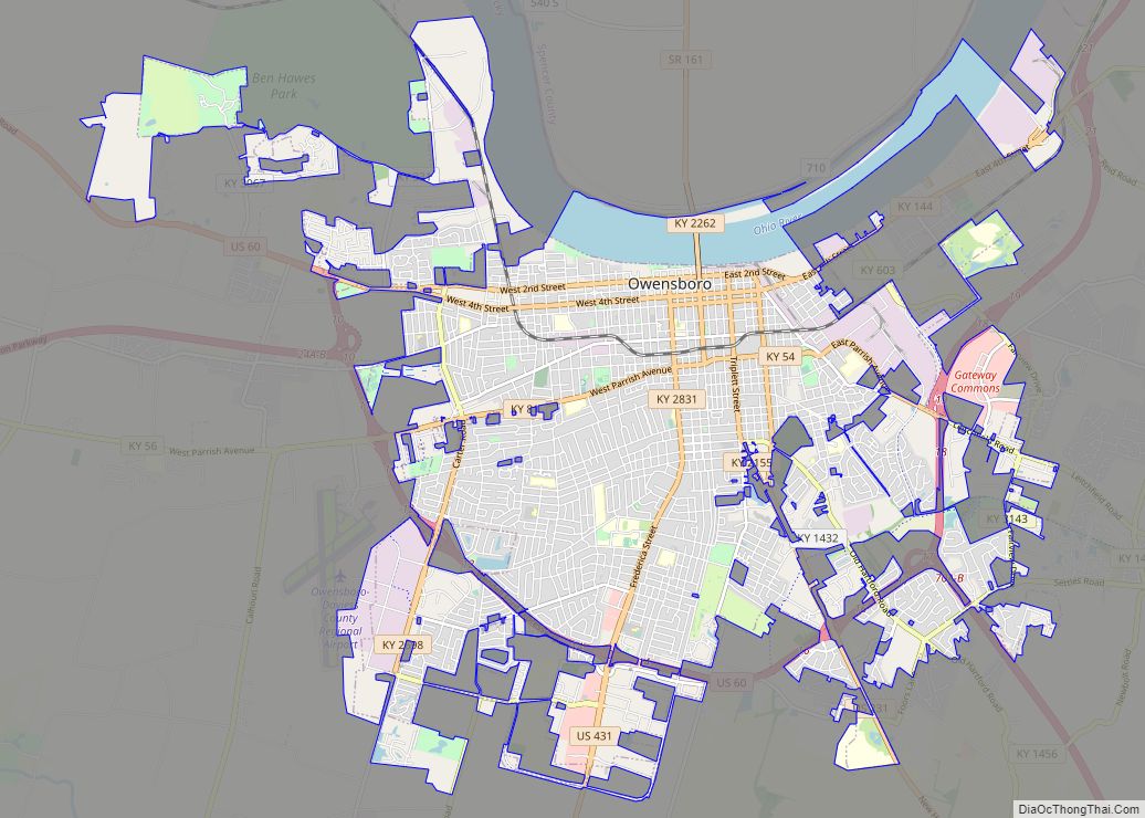 Map of Owensboro city