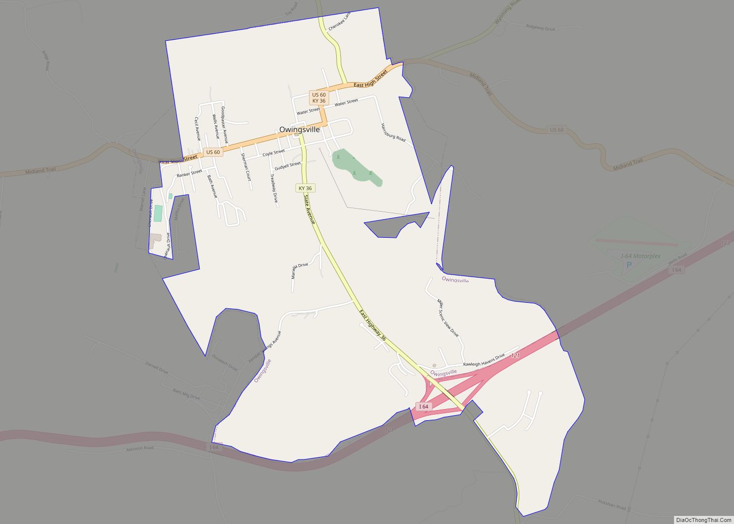 Map of Owingsville city