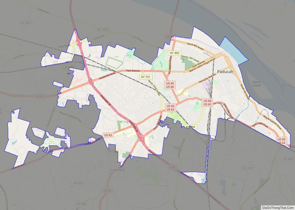 Map of Paducah city