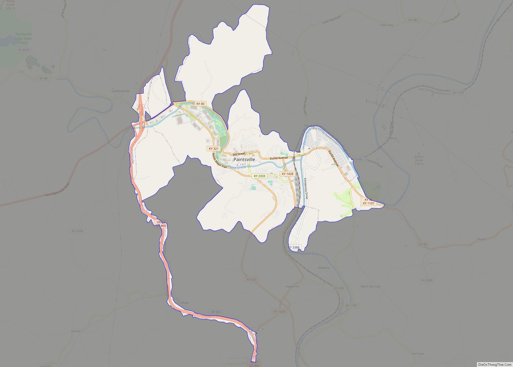 Map of Paintsville city