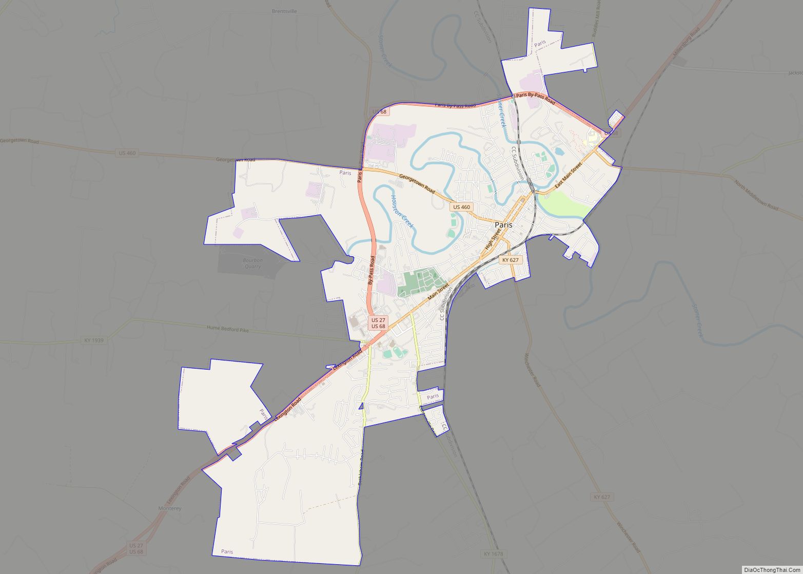 Map of Paris city, Kentucky