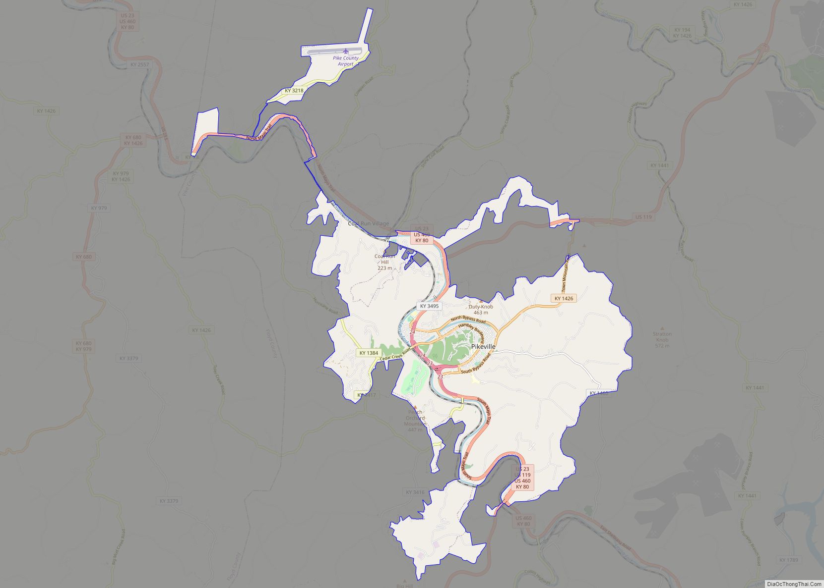 Map of Pikeville city