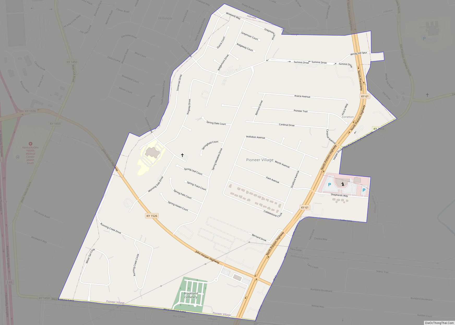 Map of Pioneer Village city