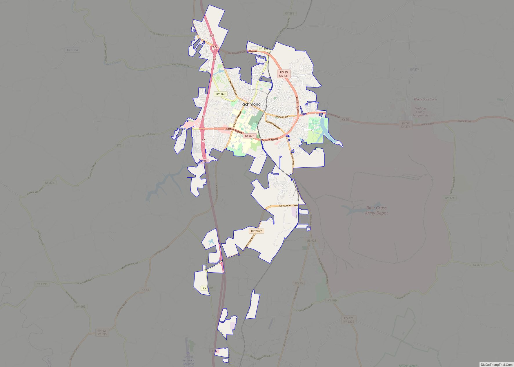 Map of Richmond city, Kentucky