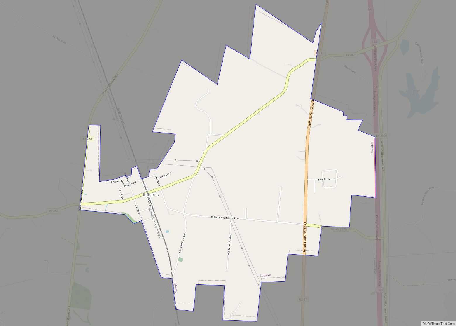 Map of Robards city