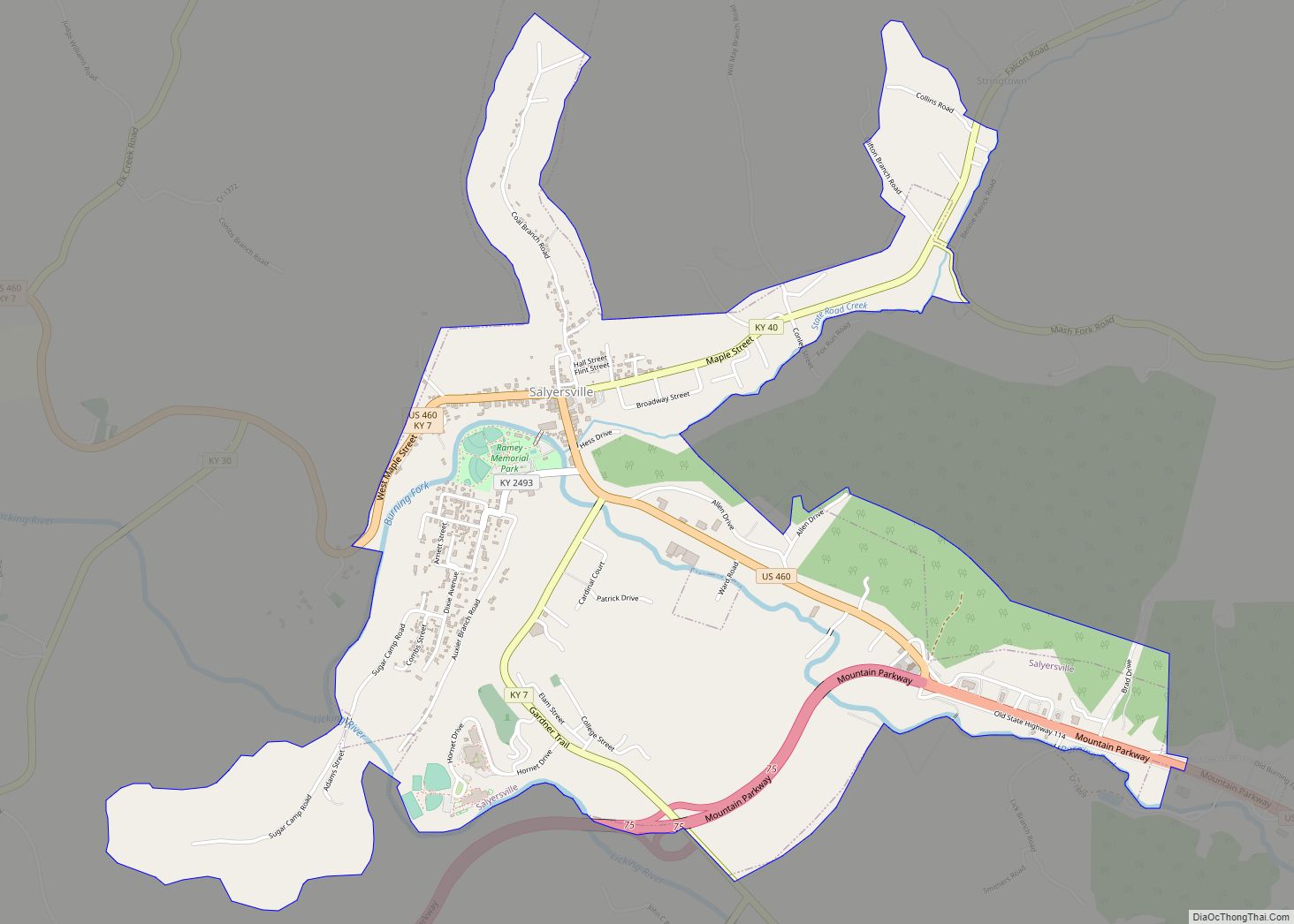 Map of Salyersville city