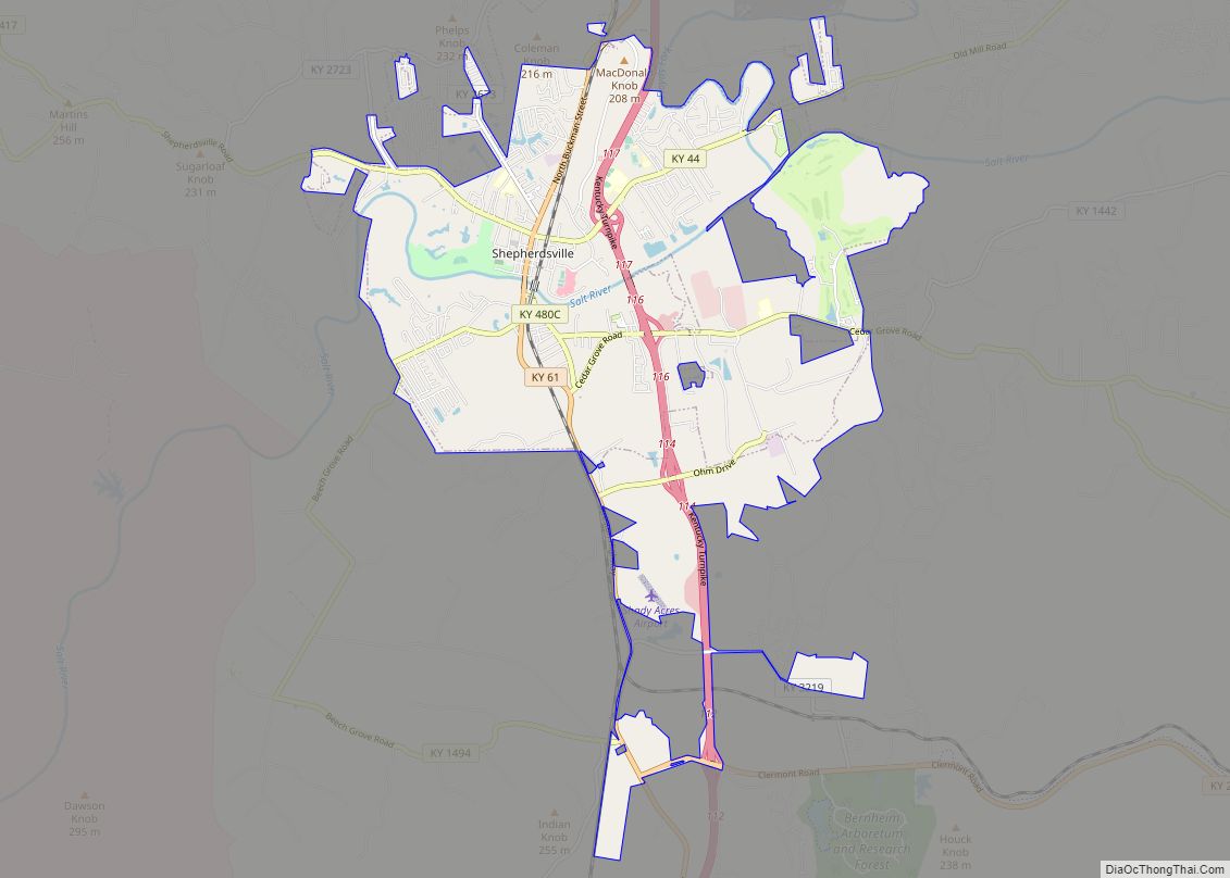 Map of Shepherdsville city