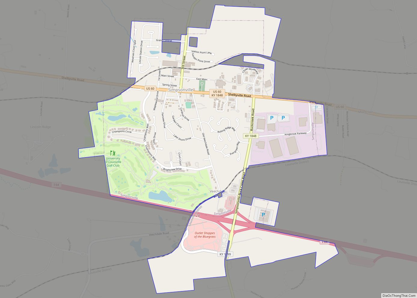 Map of Simpsonville city