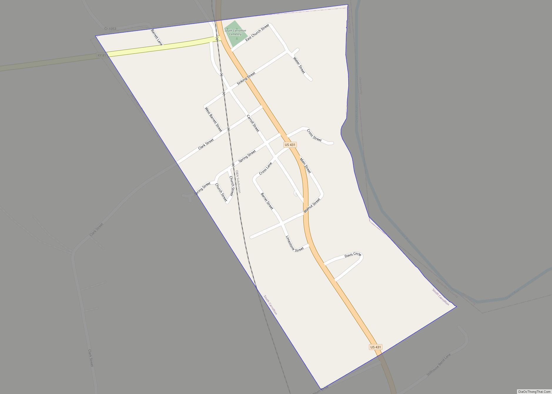 Map of South Carrollton city