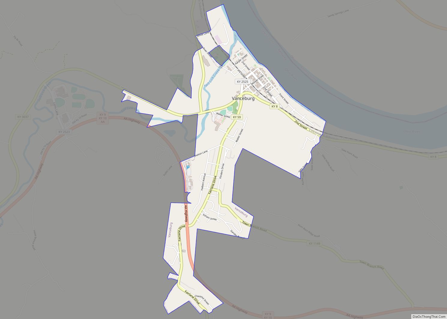 Map of Vanceburg city