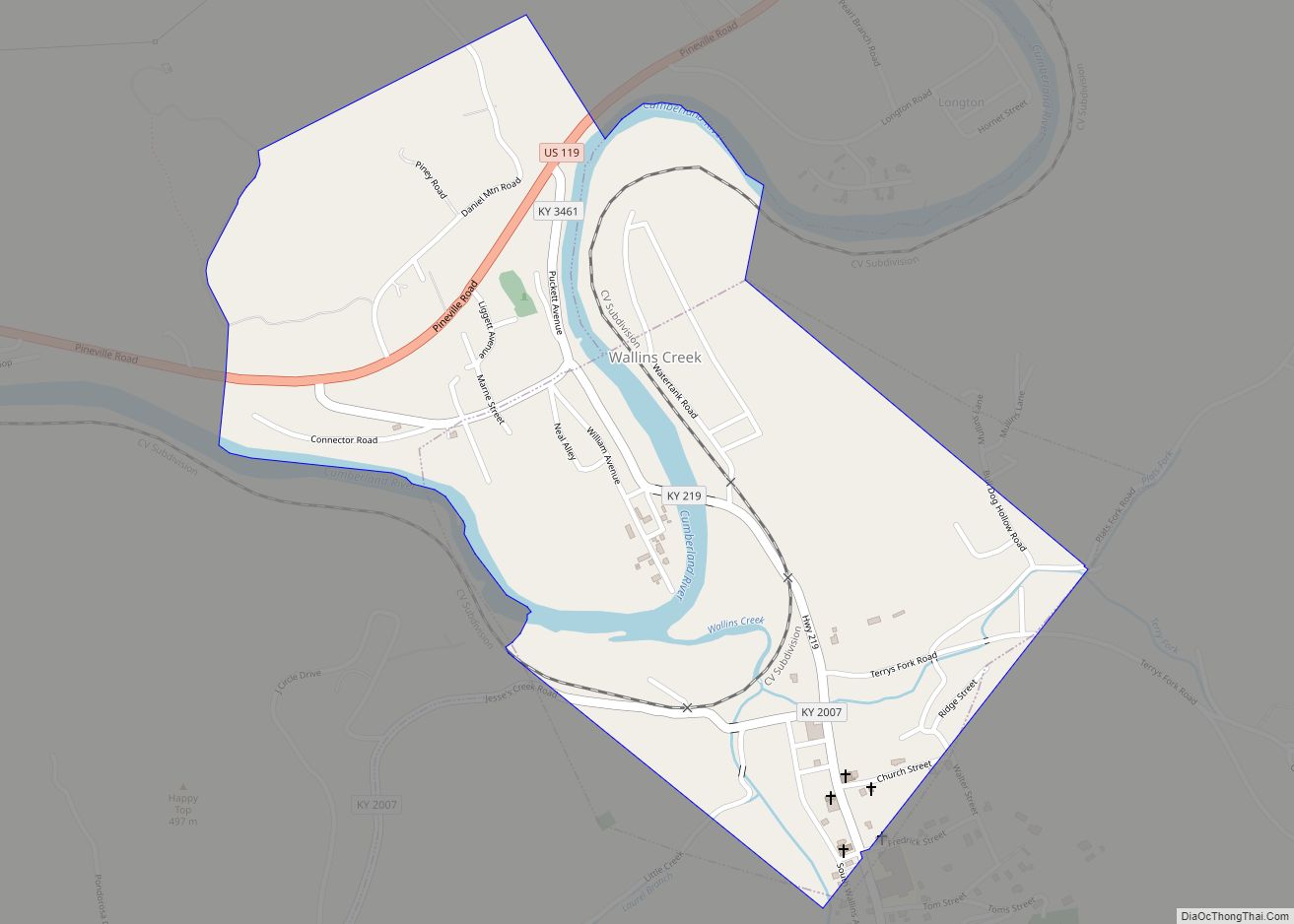 Map of Wallins Creek CDP