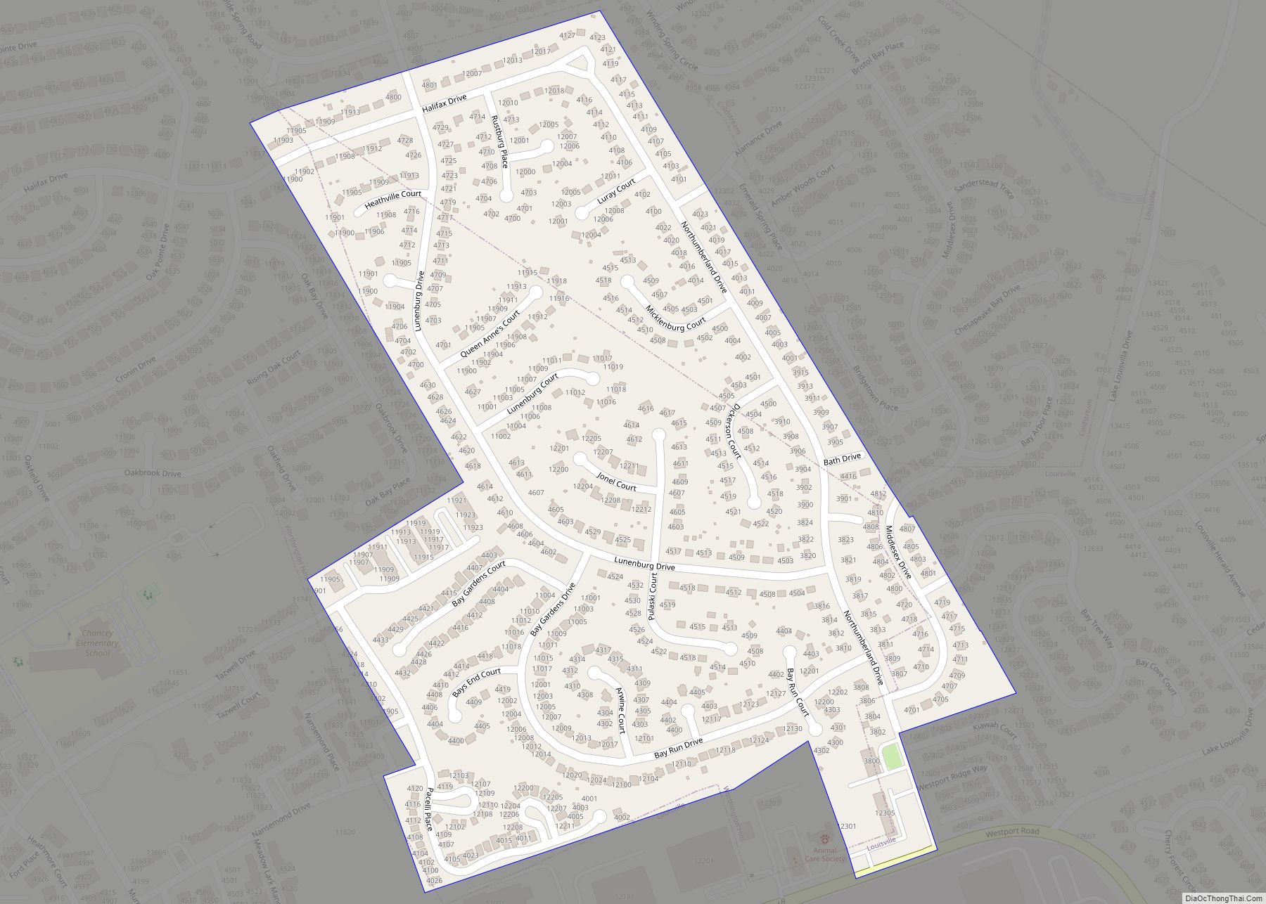 Map of Worthington Hills city