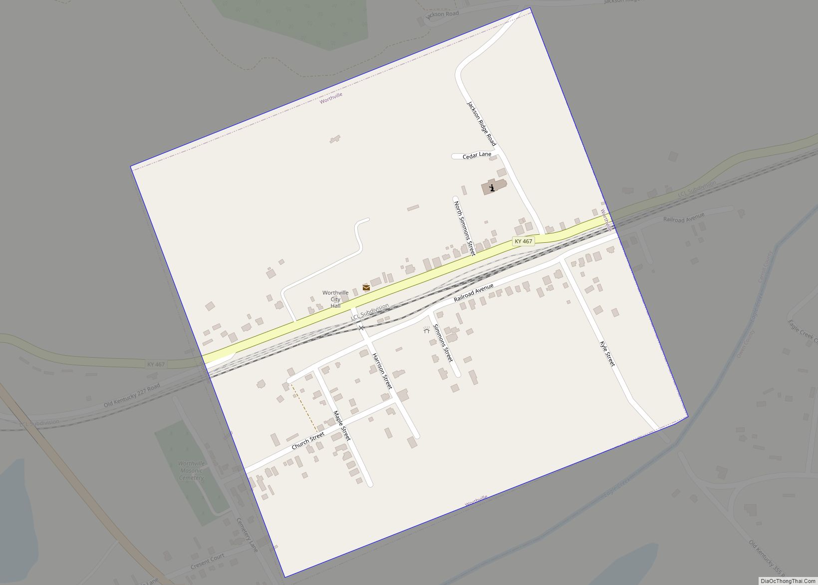 Map of Worthville city