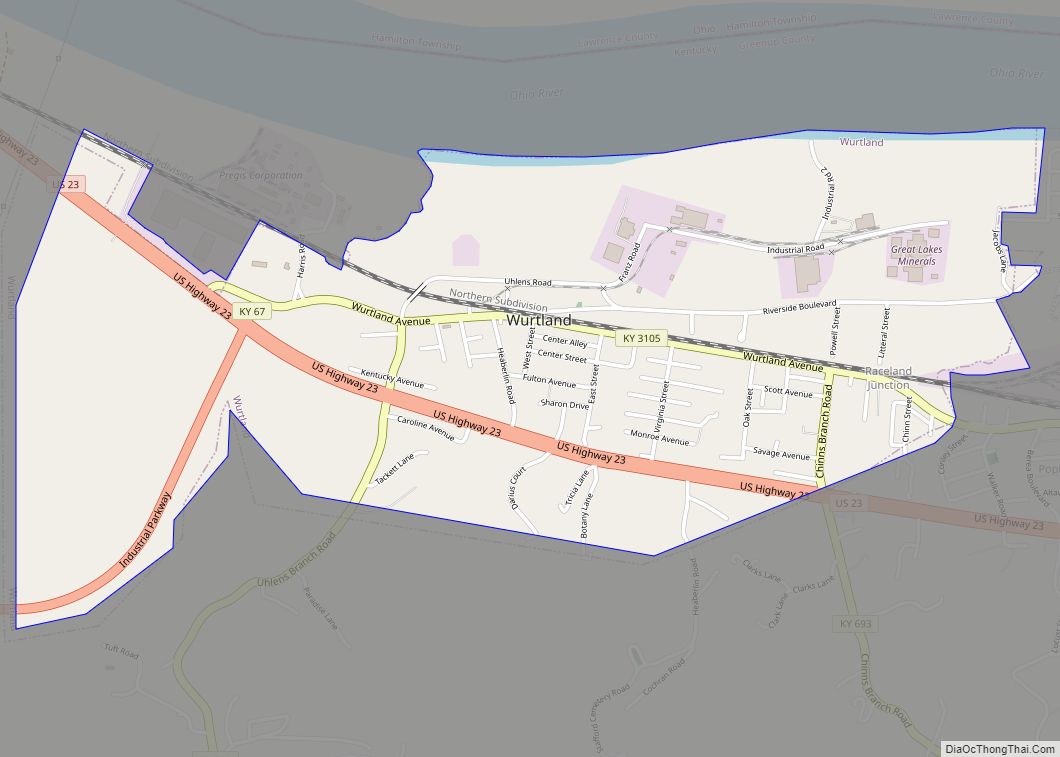 Map of Wurtland city