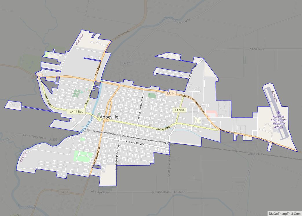 Map of Abbeville city, Louisiana