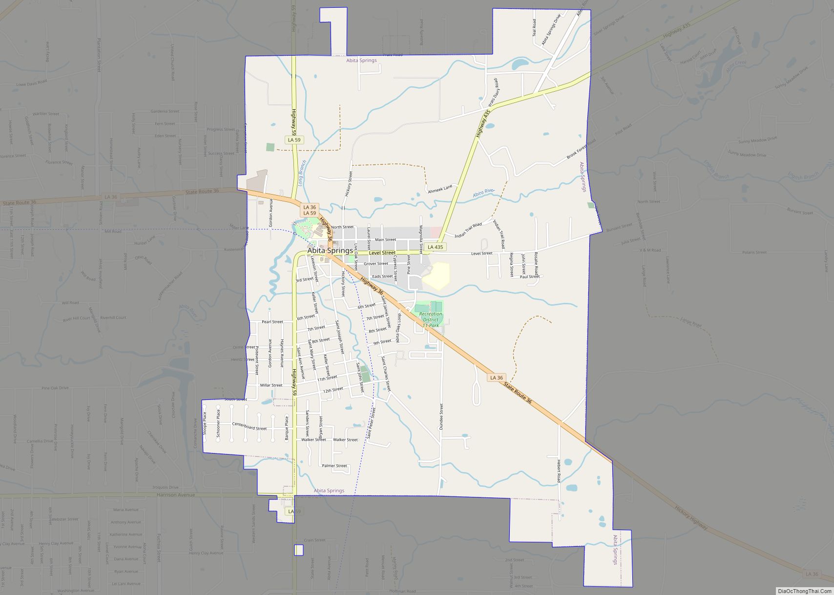 Map of Abita Springs town