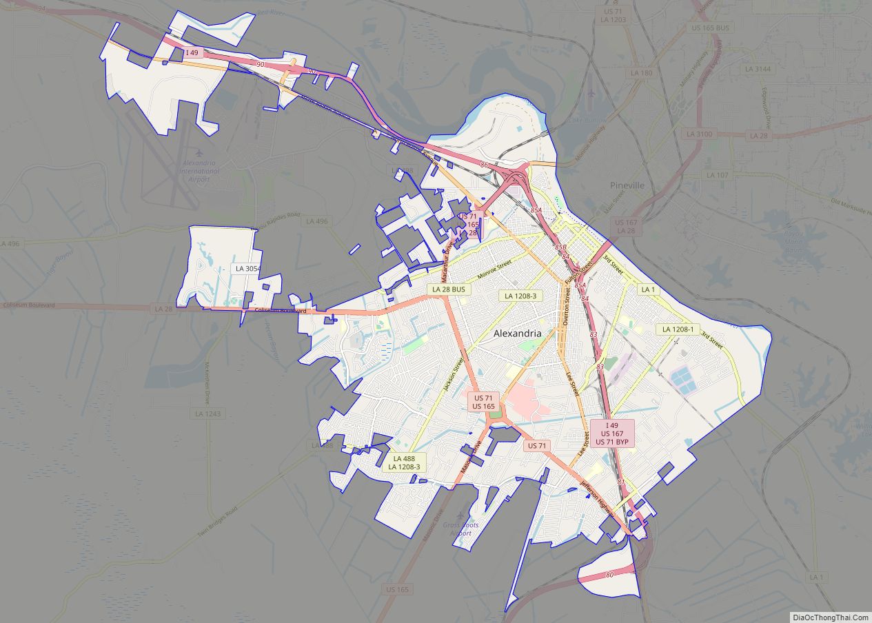 Map of Alexandria city, Louisiana