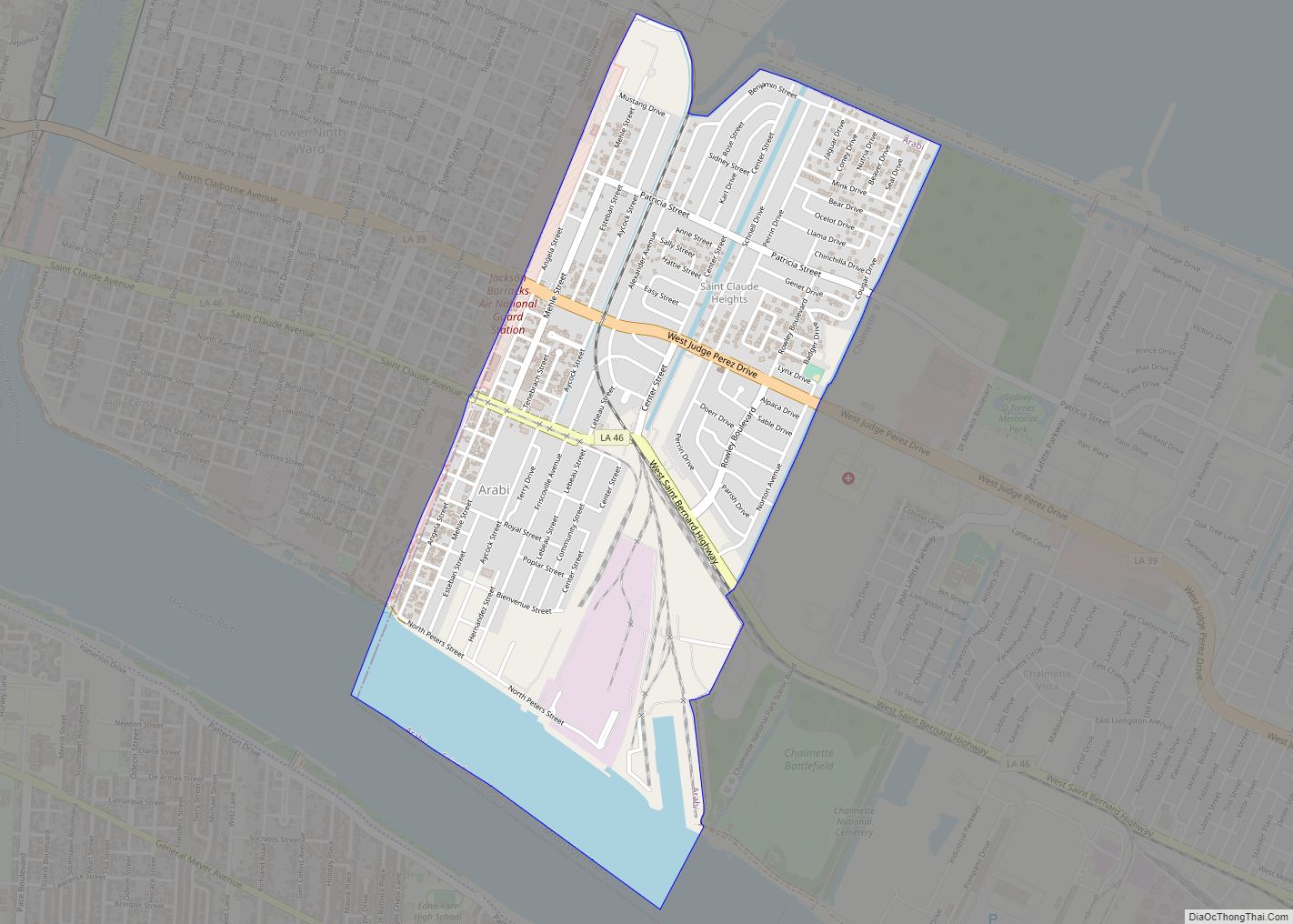 Map of Arabi CDP, Louisiana