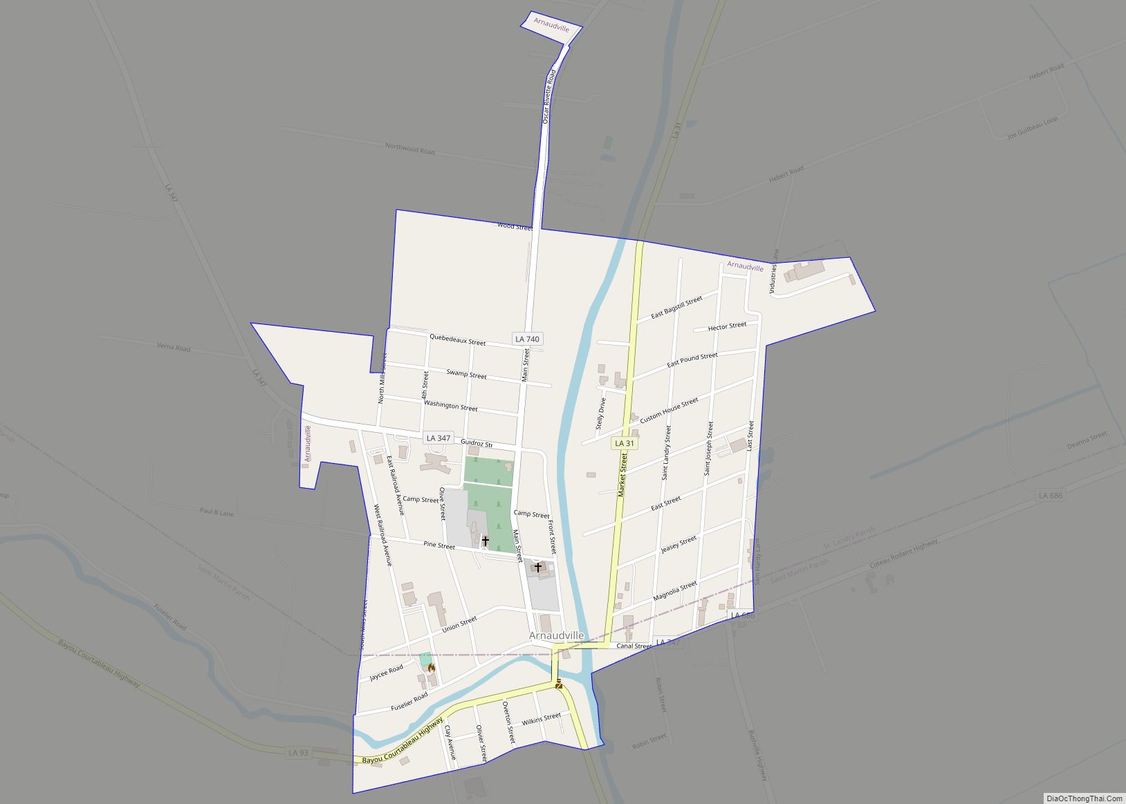 Map of Arnaudville town