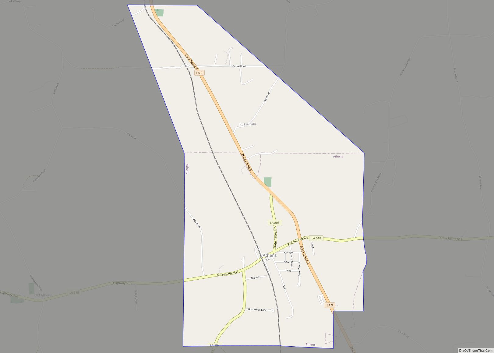Map of Athens village, Louisiana