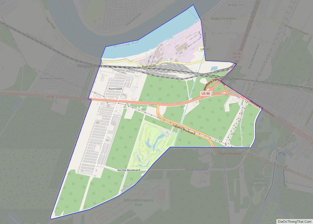 Map of Avondale CDP, Louisiana