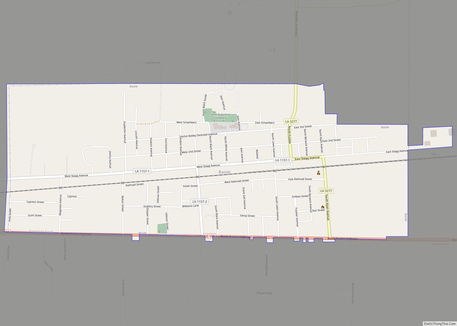 Map of Basile town