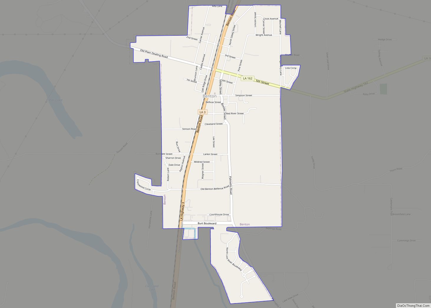 Map of Benton town, Louisiana