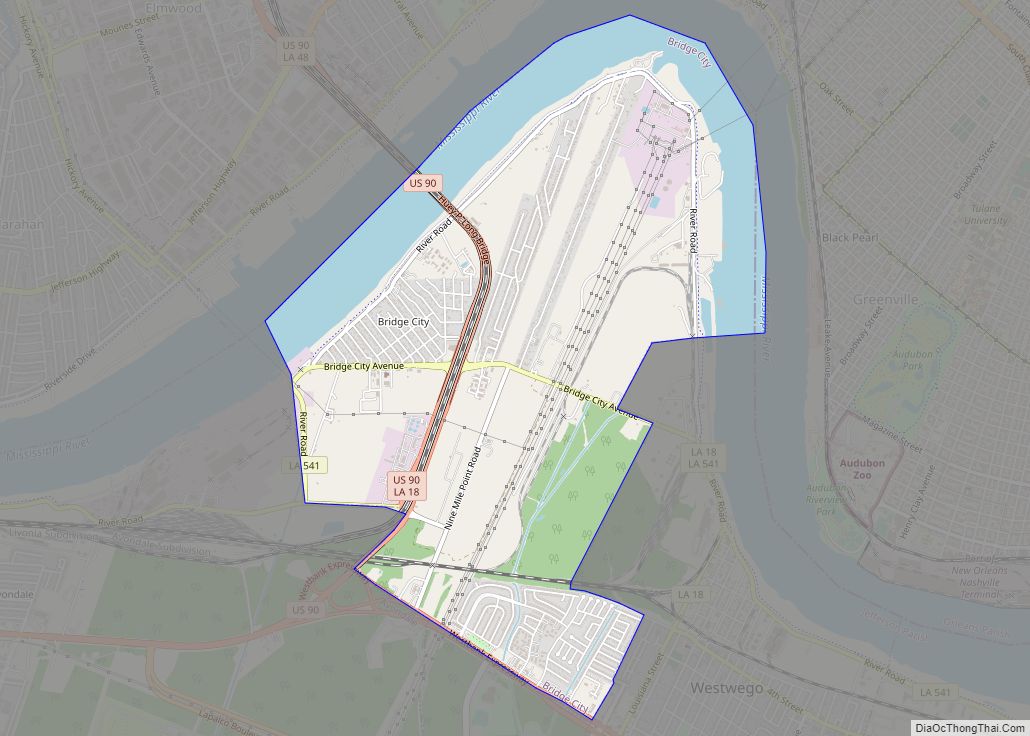 Map of Bridge City CDP, Louisiana