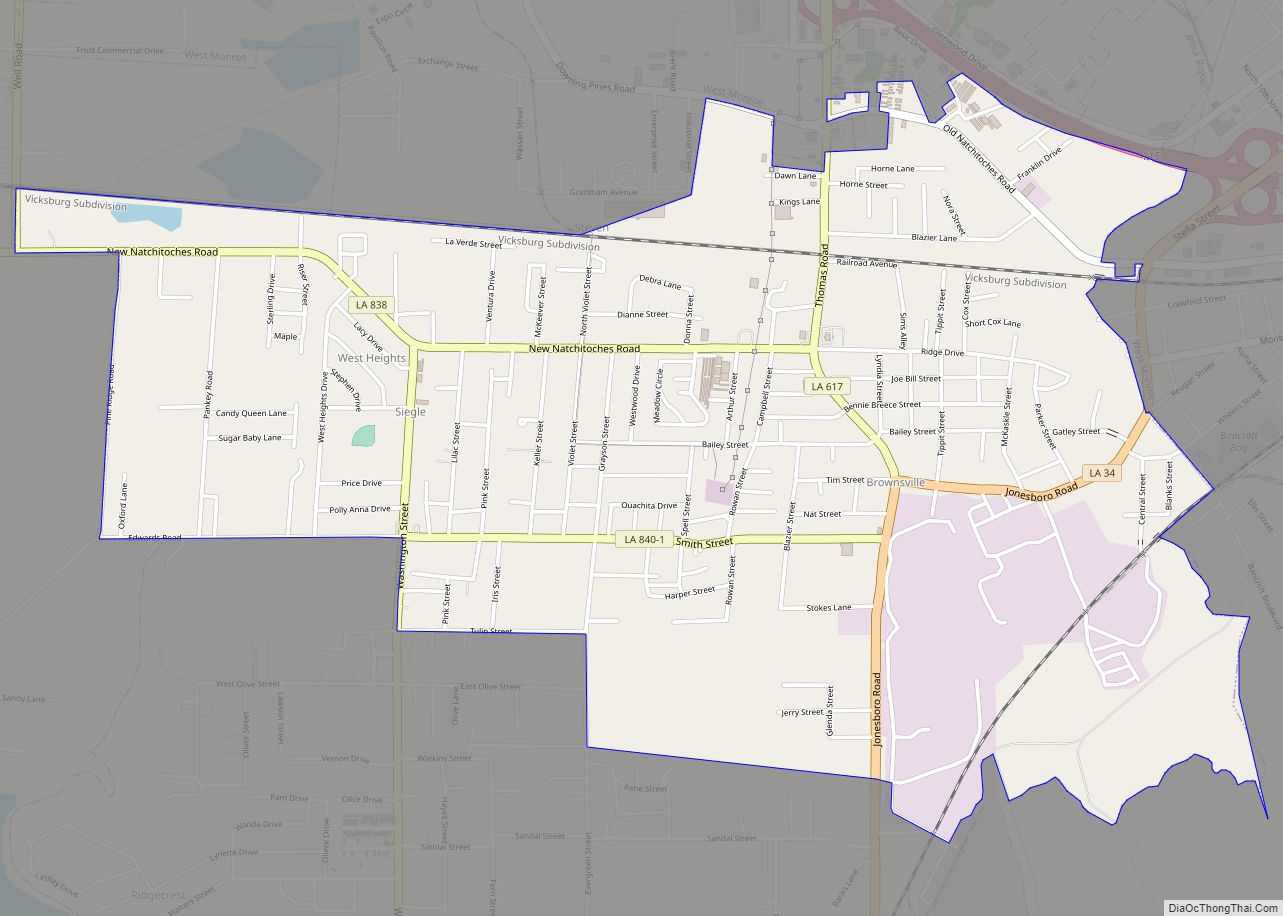 Map of Brownsville CDP, Louisiana