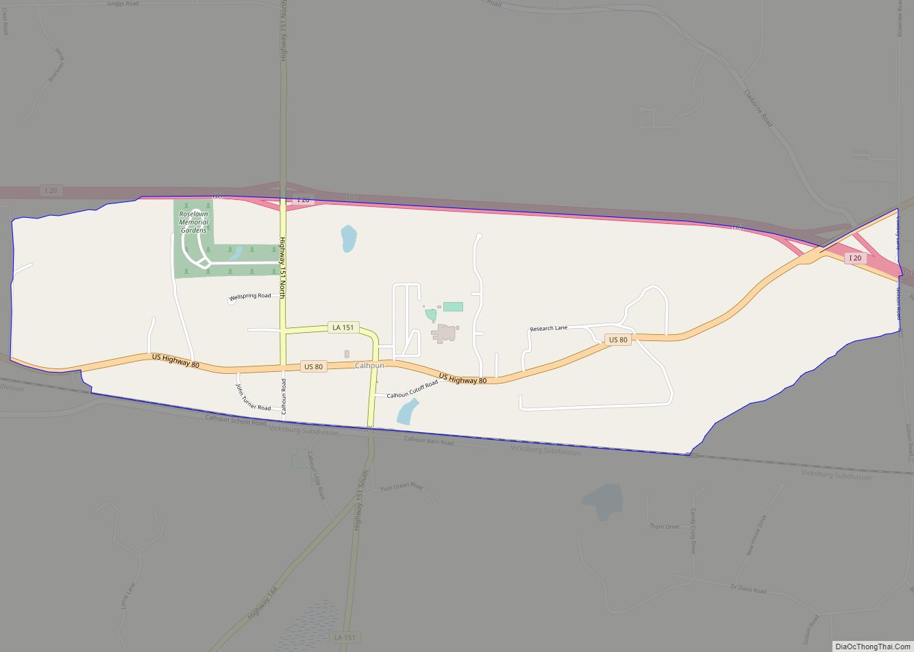 Map of Calhoun CDP, Louisiana