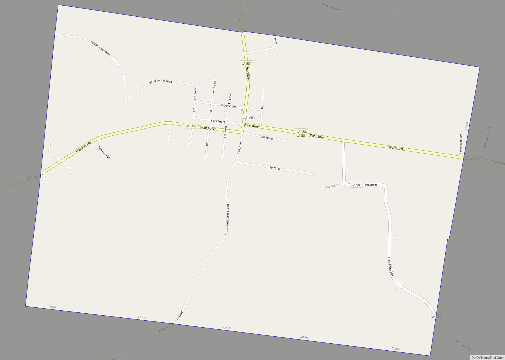 Map of Calvin village, Louisiana