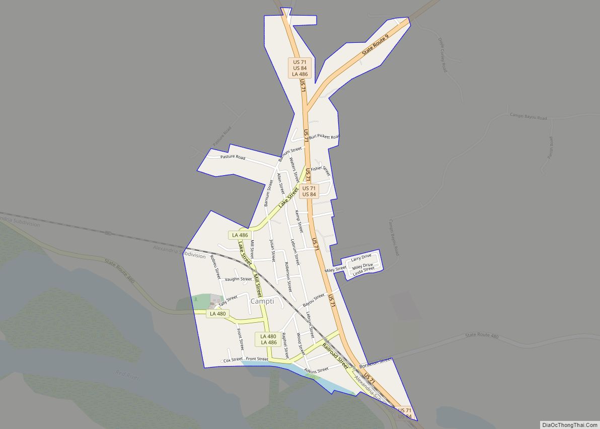 Map of Campti town