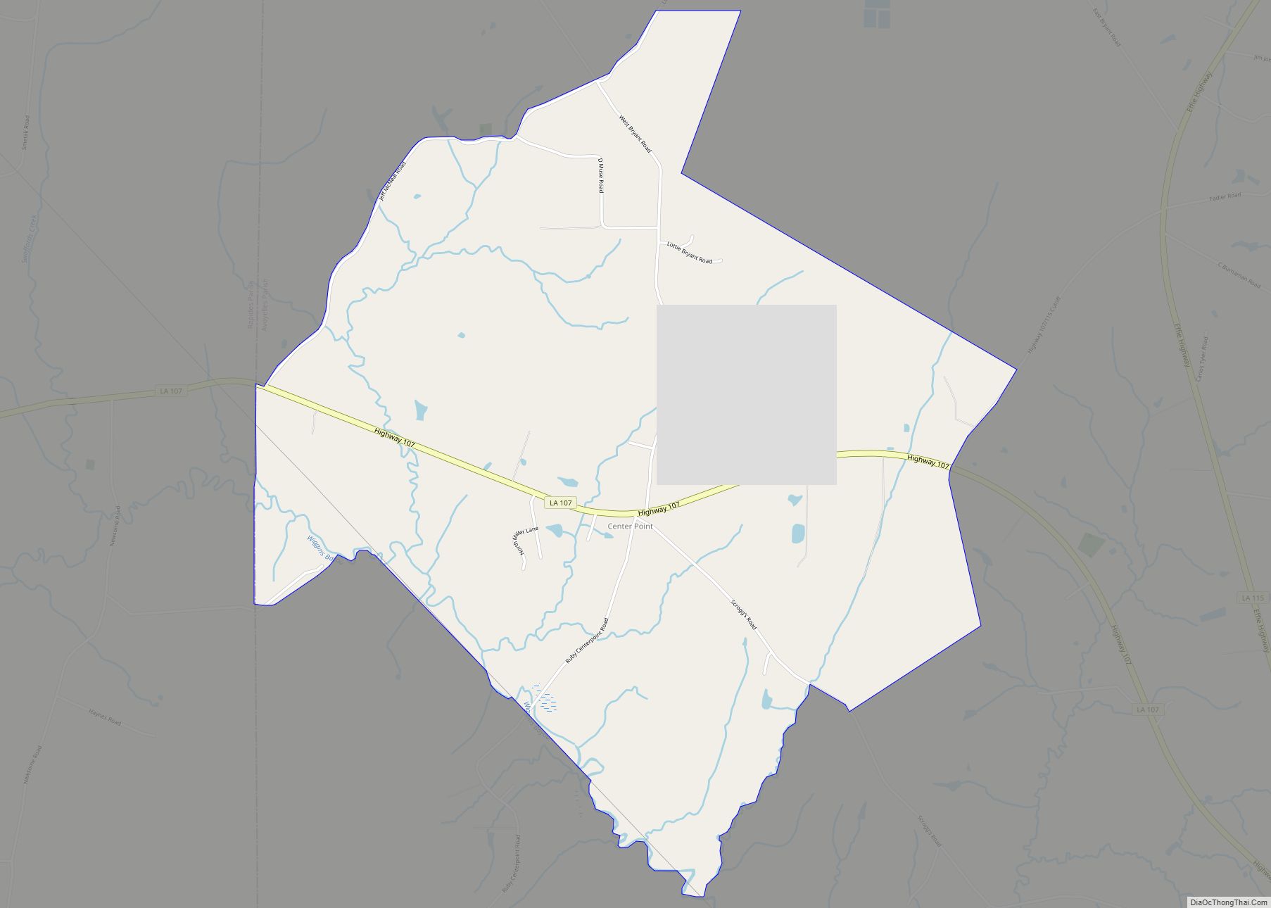 Map of Center Point CDP, Louisiana