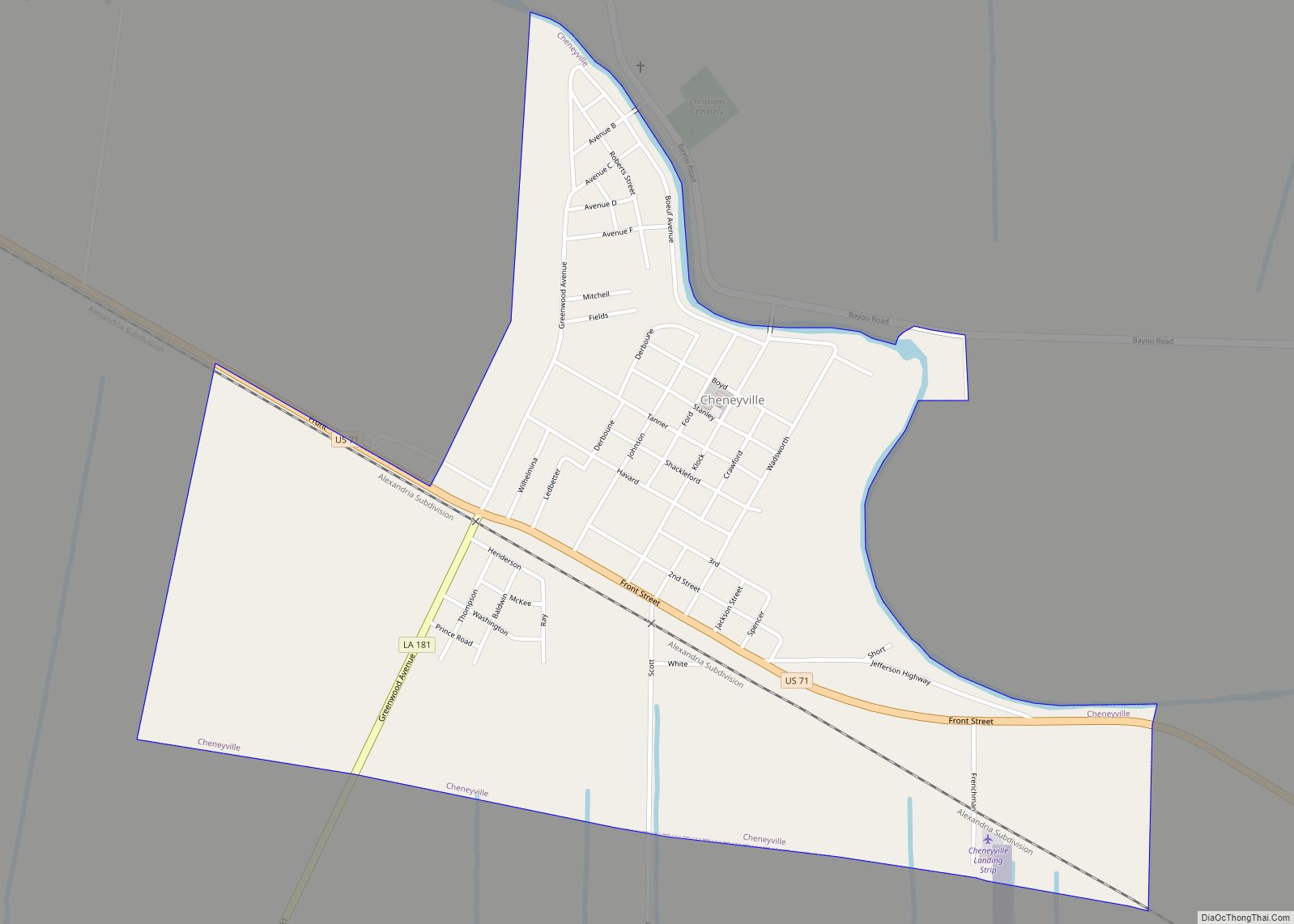 Map of Cheneyville town