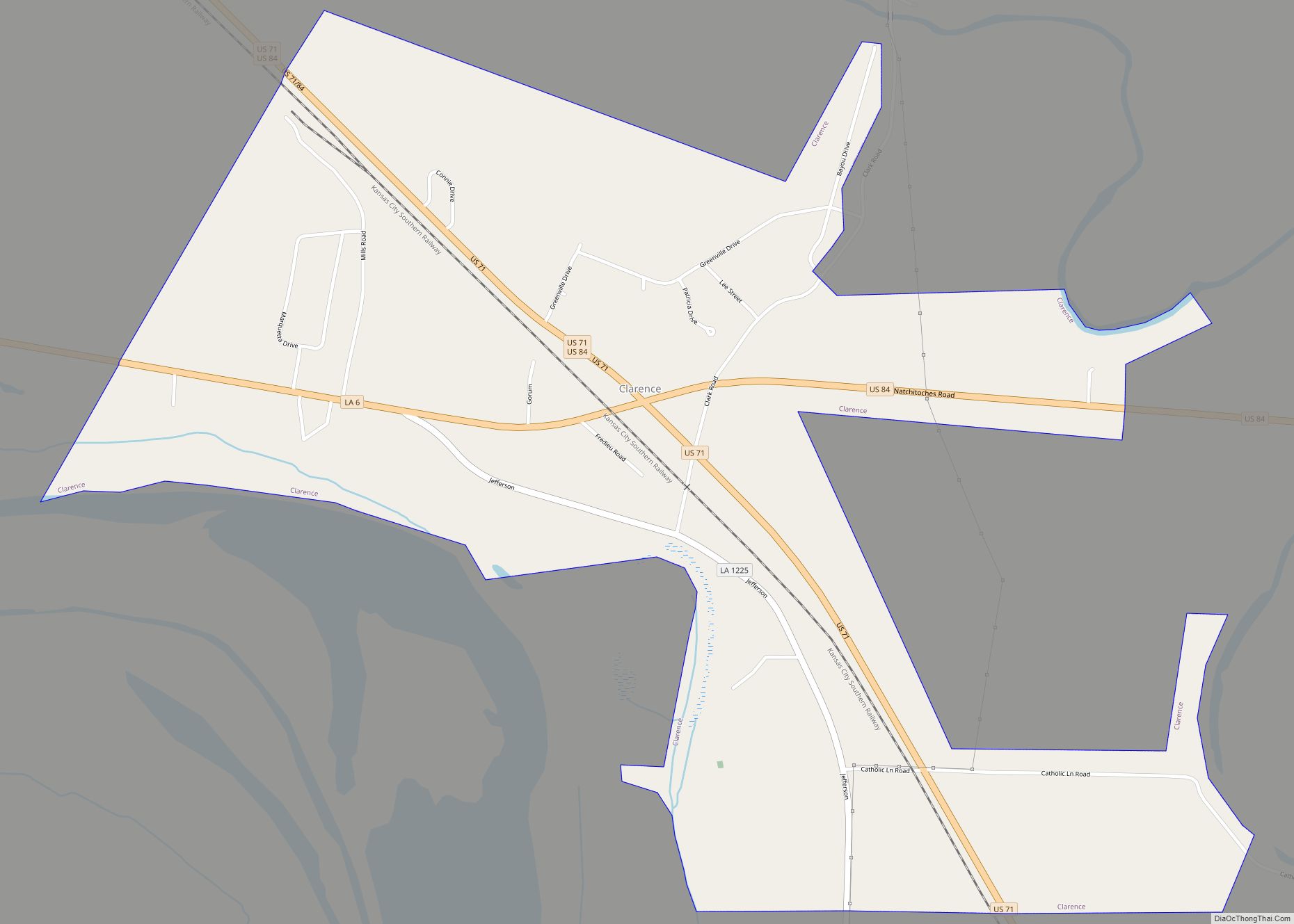 Map of Clarence village, Louisiana