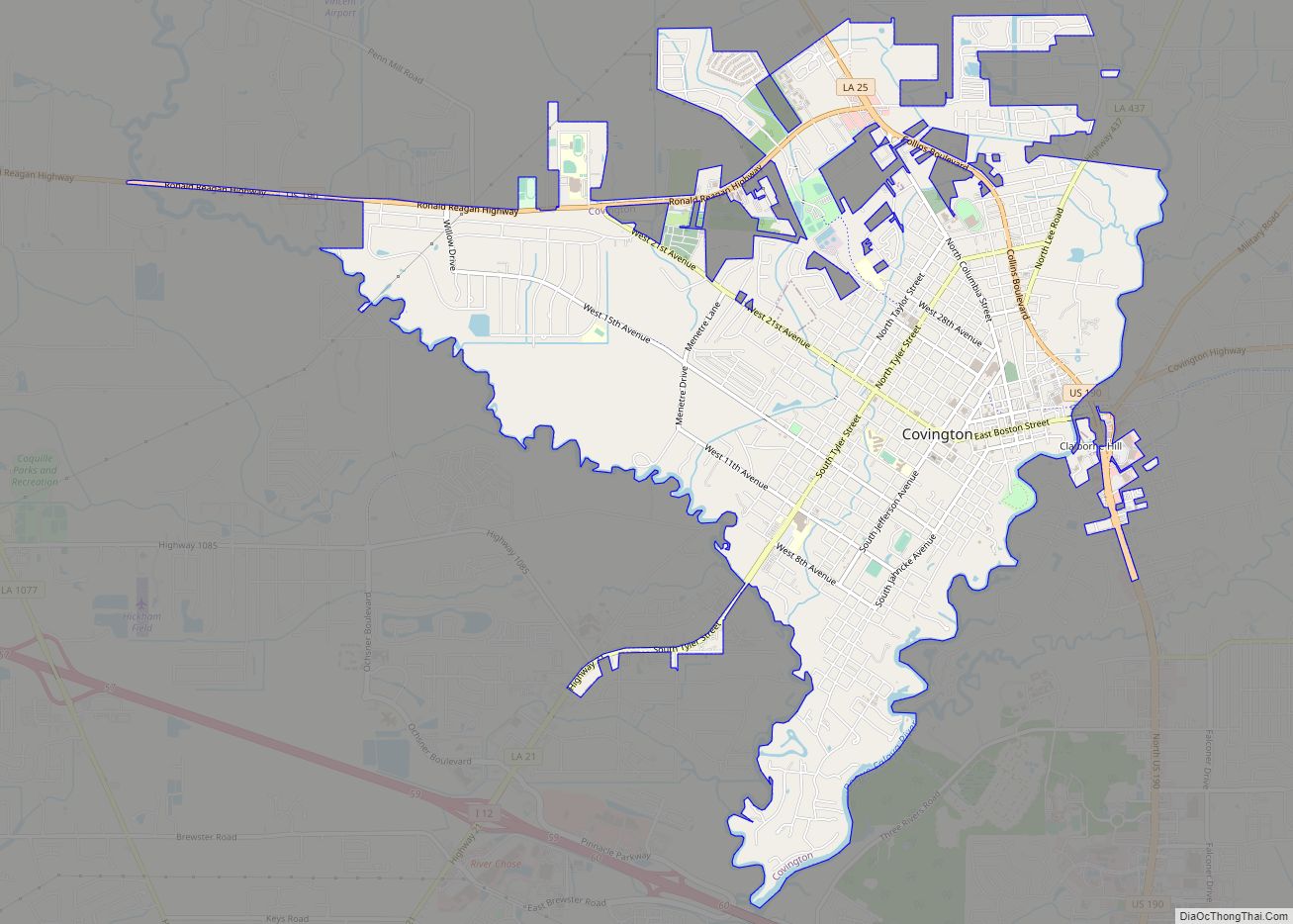 Map of Covington city, Louisiana