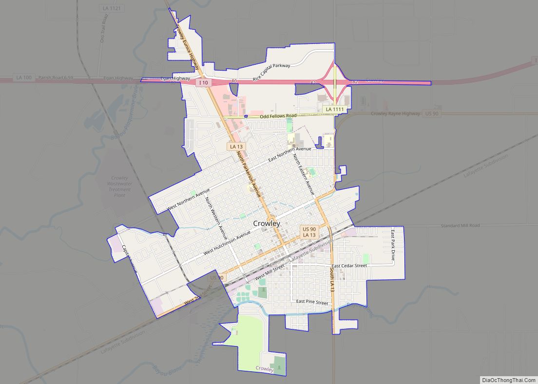 Map of Crowley city, Louisiana