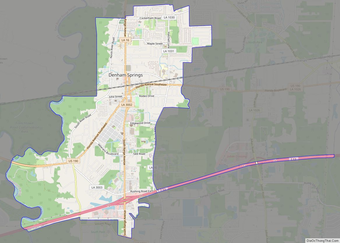 Map of Denham Springs city