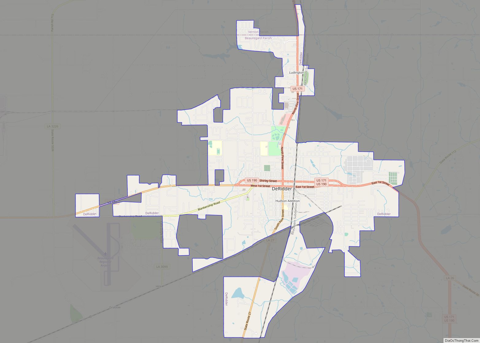 Map of DeRidder city