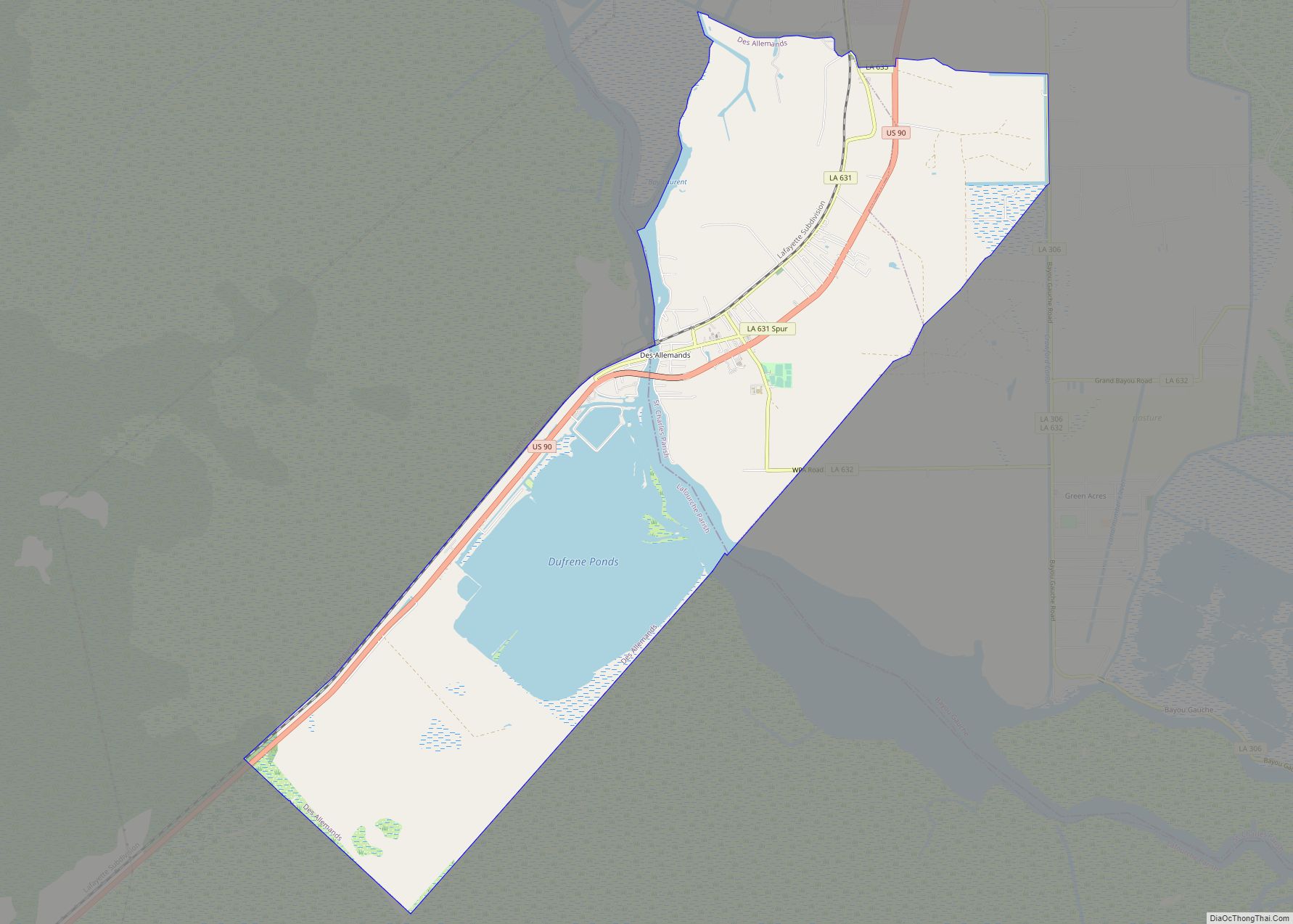 Map of Des Allemands CDP