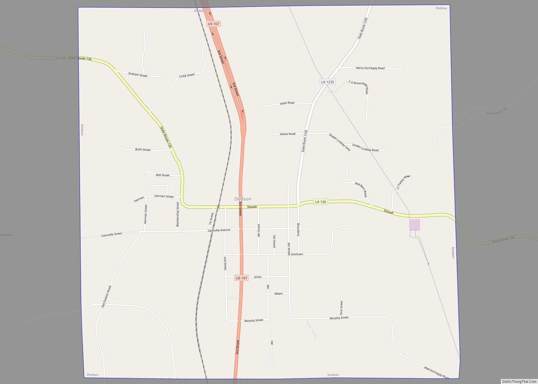 Map of Dodson village, Louisiana