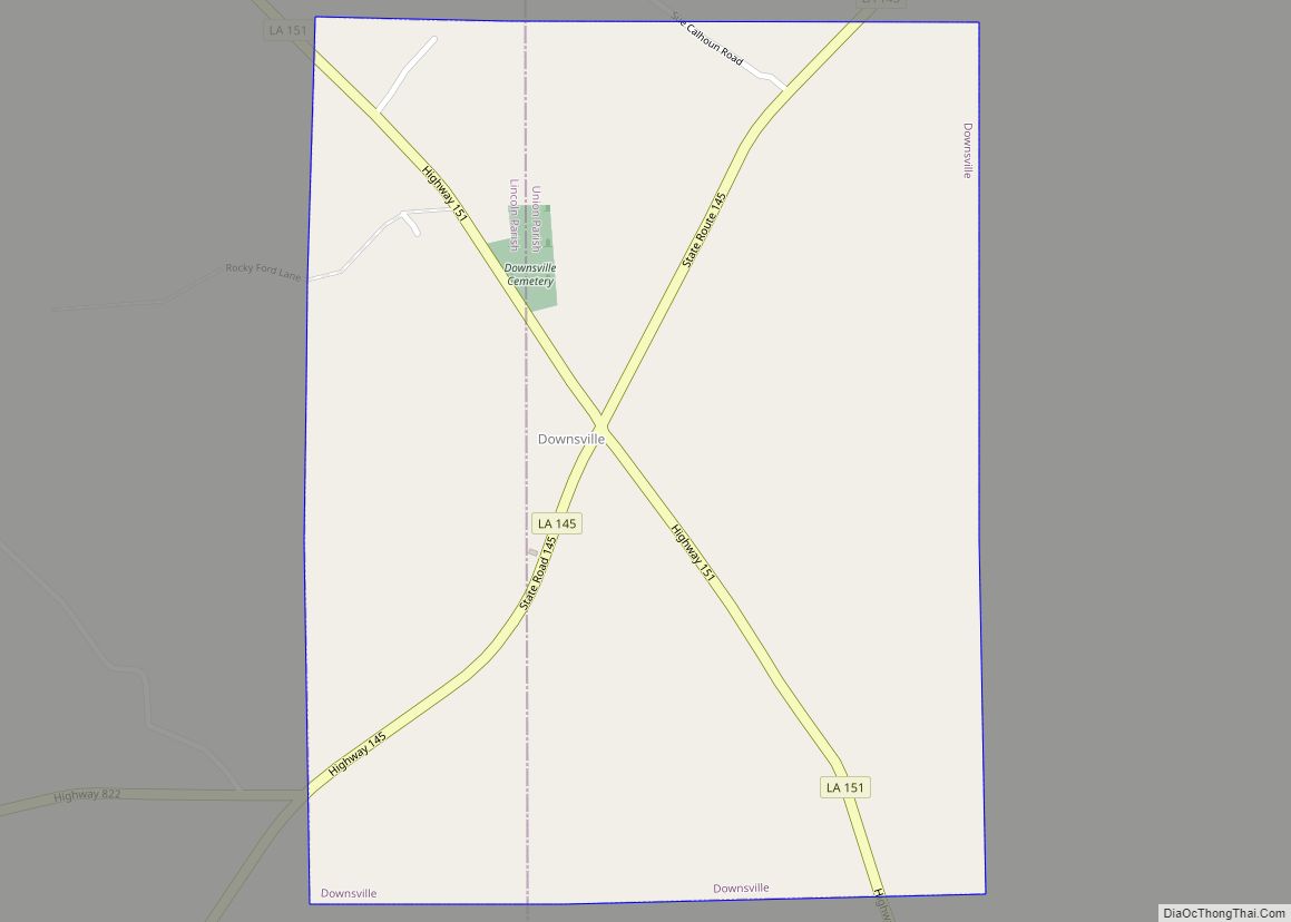 Map of Downsville village, Louisiana