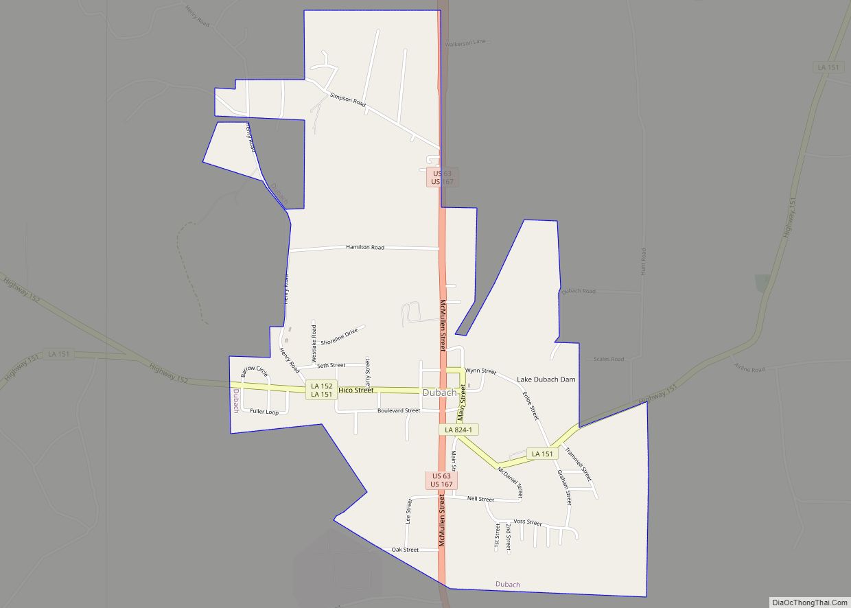 Map of Dubach town