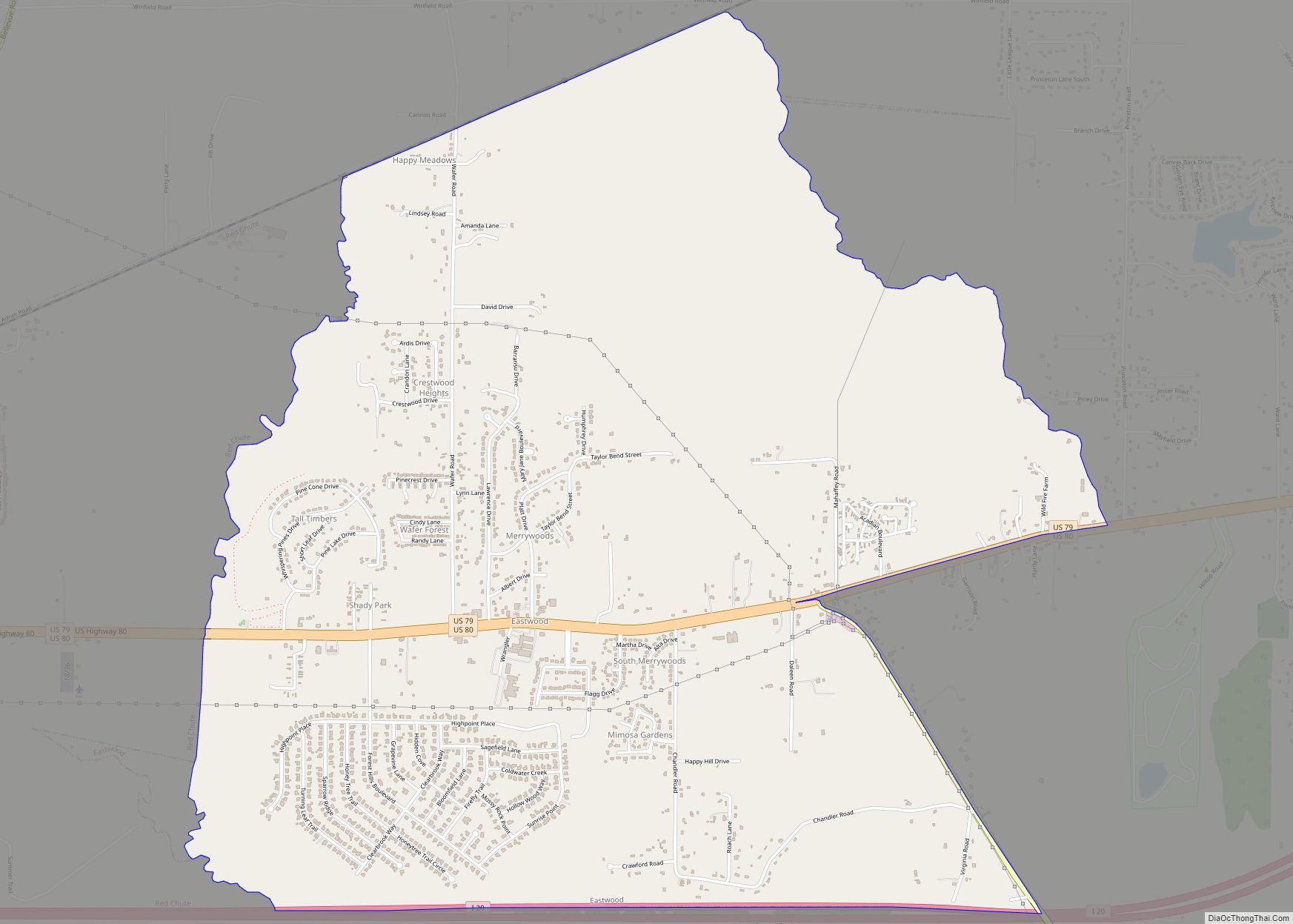 Map of Eastwood CDP, Louisiana