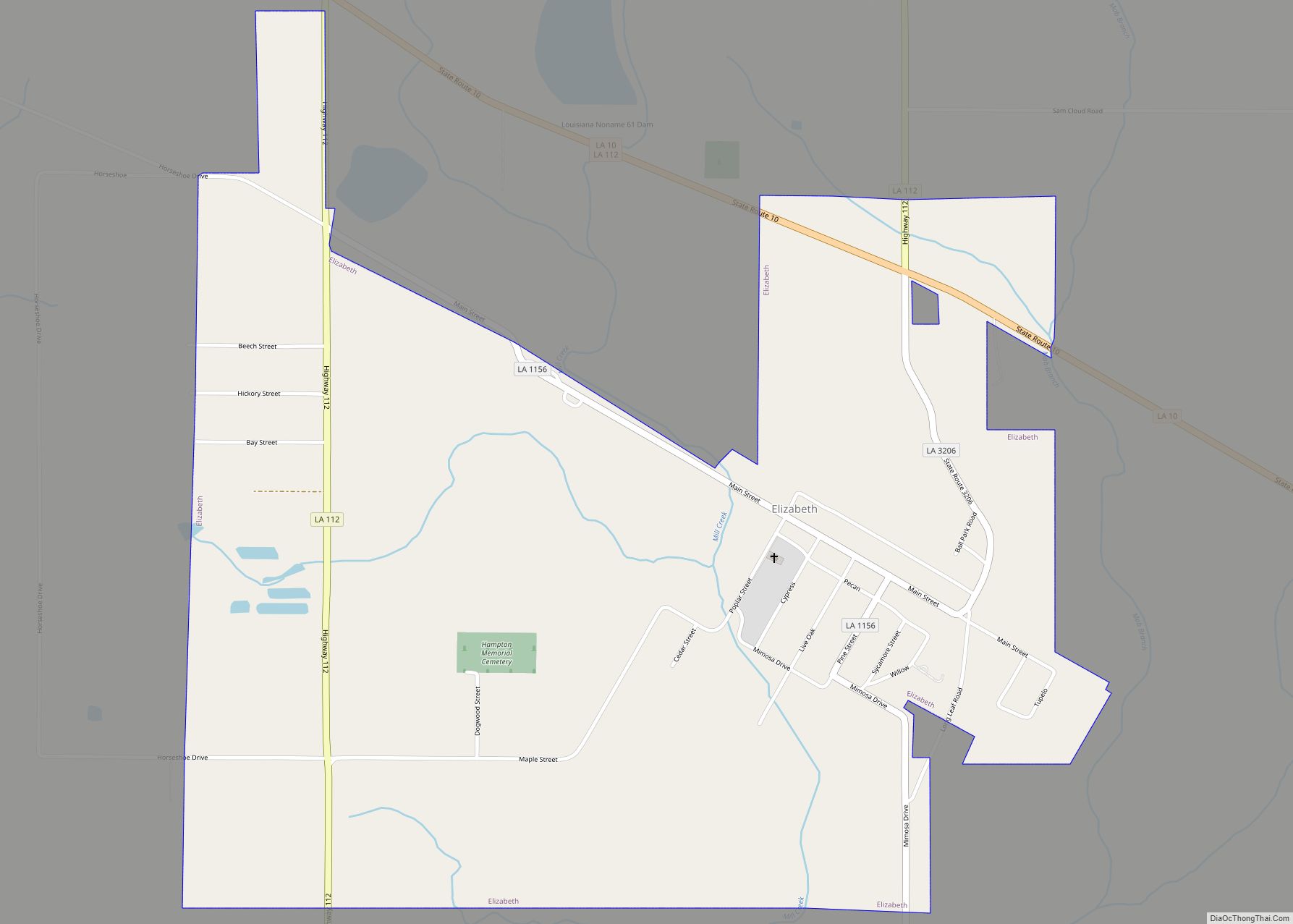 Map of Elizabeth town, Louisiana