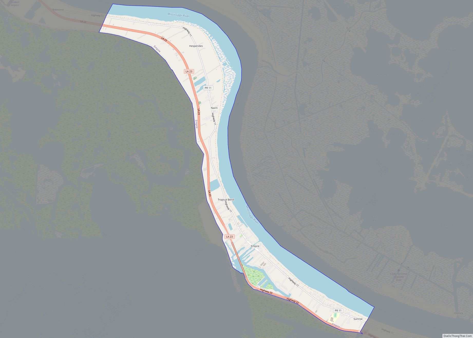 Map of Empire CDP, Louisiana