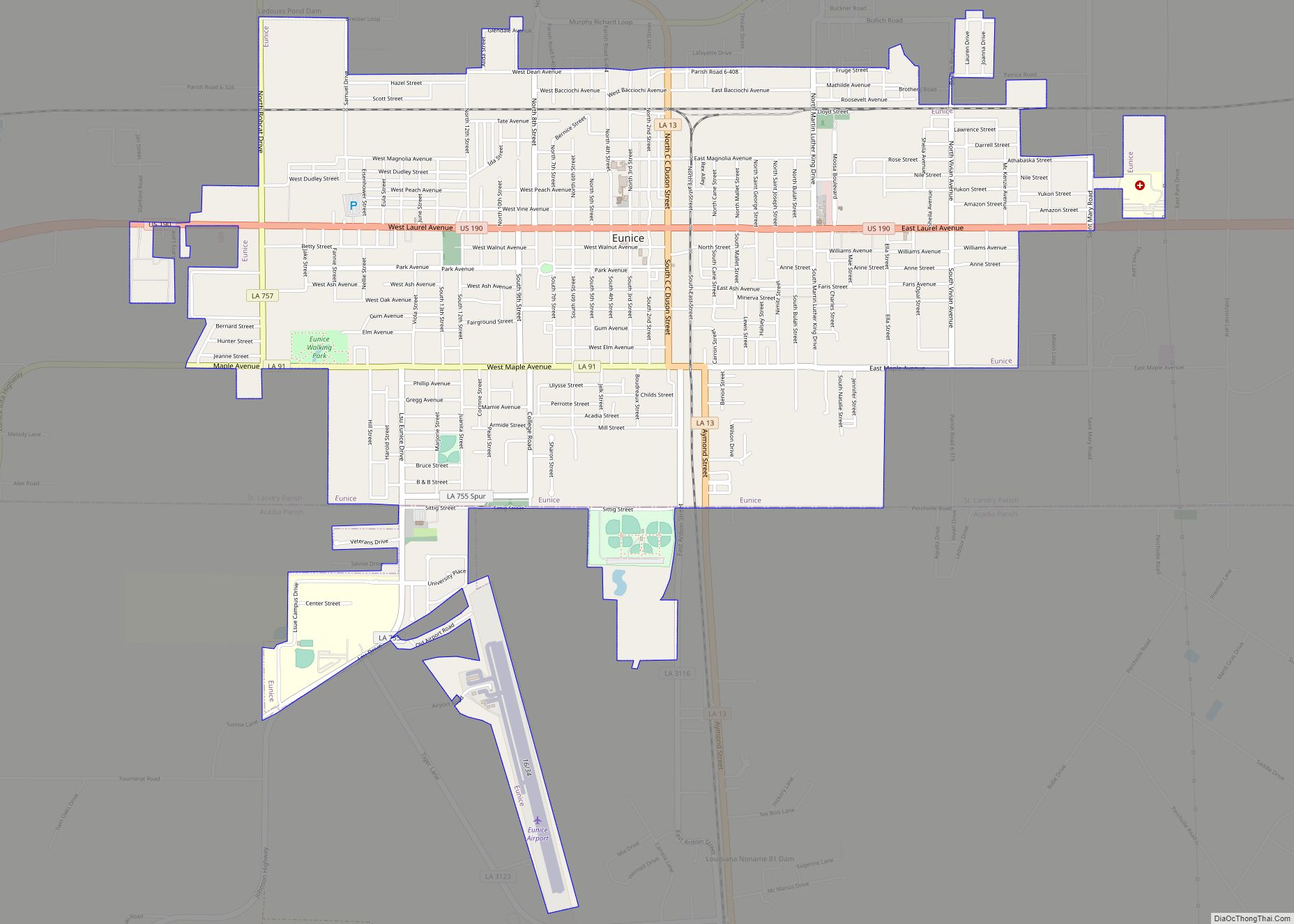 Map of Eunice city