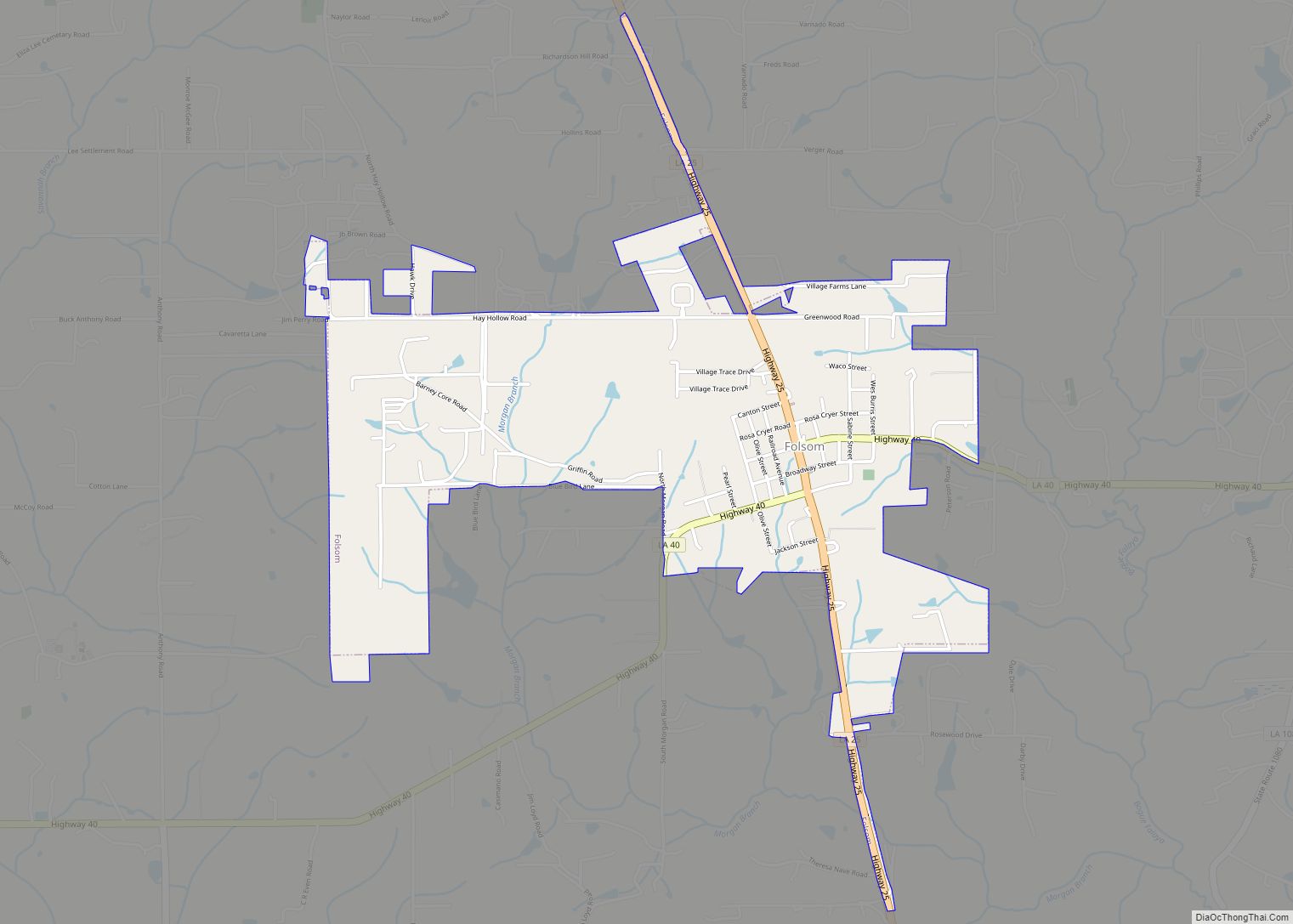 Map of Folsom village, Louisiana